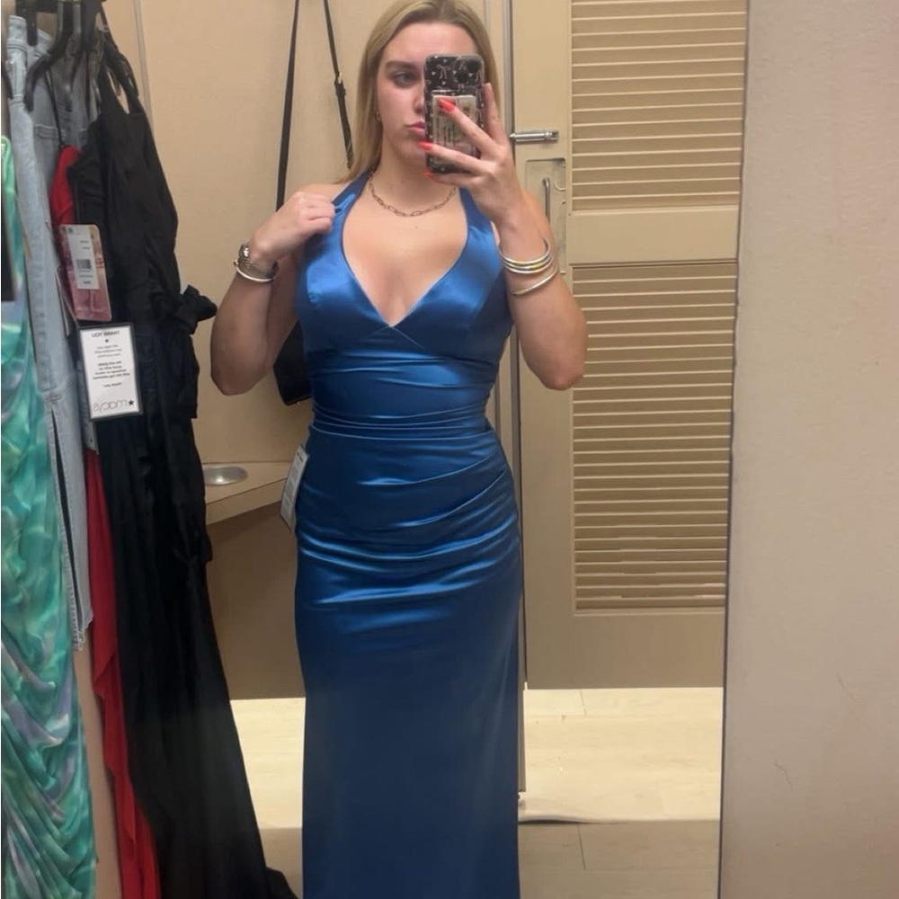 Macy's Vibrant Blue Satin Gown